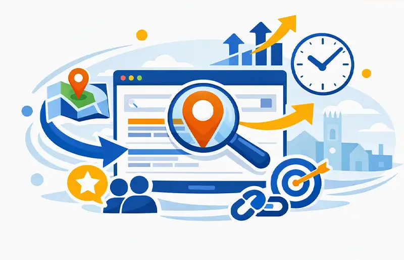 Illustration showing services to improve local SEO